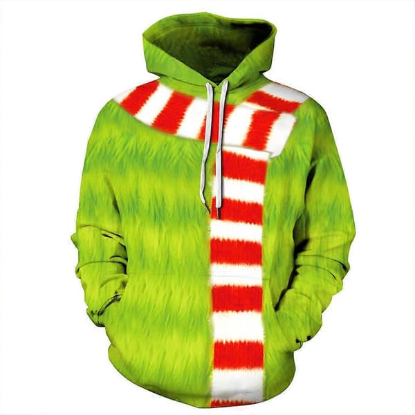 Unisex Børn The Grinch Hættetrøje Trykt Pullover Lomme Sweatshirt E 9-10Y