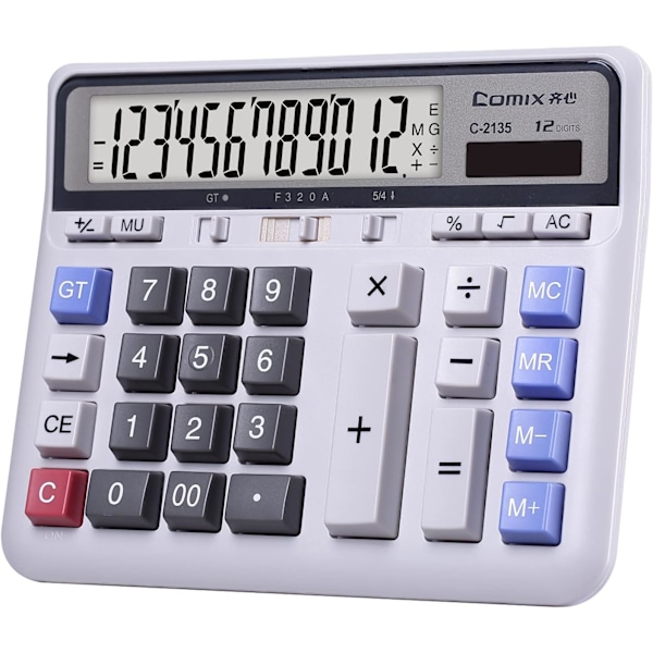 Pöytälaskin 12 numeroa suurella LCD-näytöllä ja herkällä