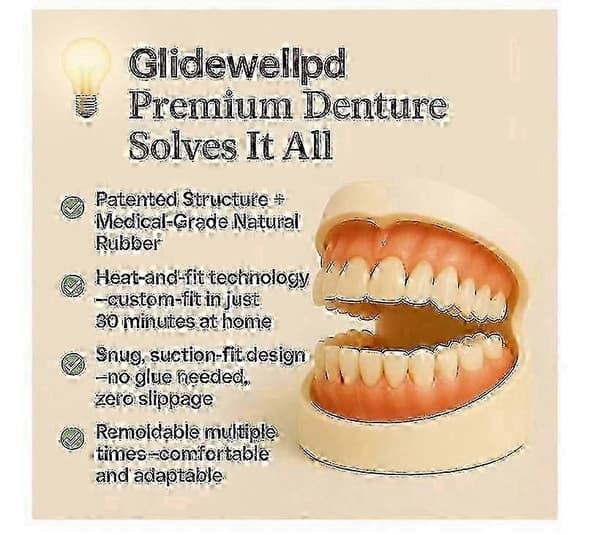 Glidewellpd - Premium Silikonprotese, Smileasego Premium Proteser Full Munn
