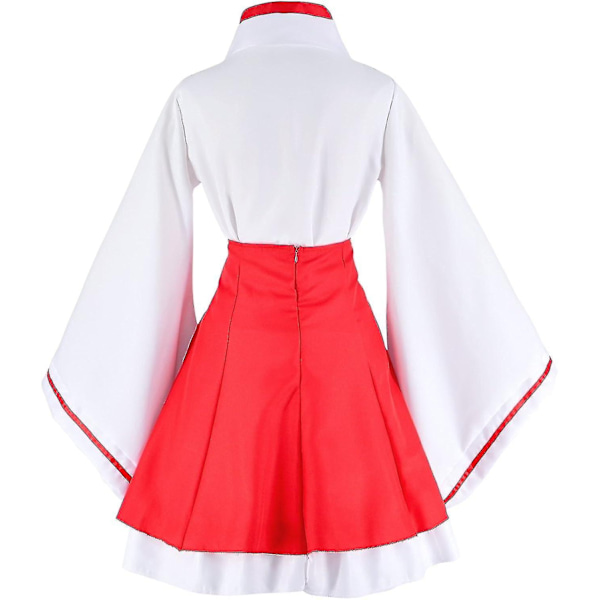 Japansk Anime Röd och Vit Kimono Räv Cosplay Kostym Hög Kvalitet-Perfekt M