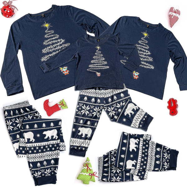 Julpyjamas Set Vuxen Män Kvinnor Barn Jul Familj Matchande Vardagliga Nattkläder Pyjamas Mom 4T