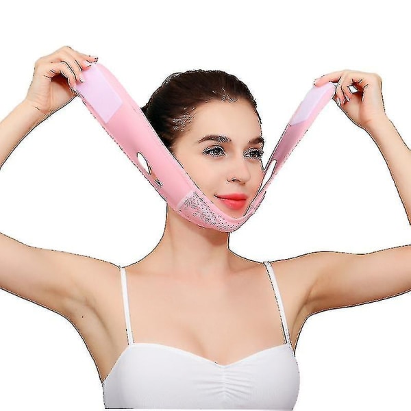 Återanvändbar V Line Mask Ansiktsbälte Dubbelkrok Fixed Lifting R Pink