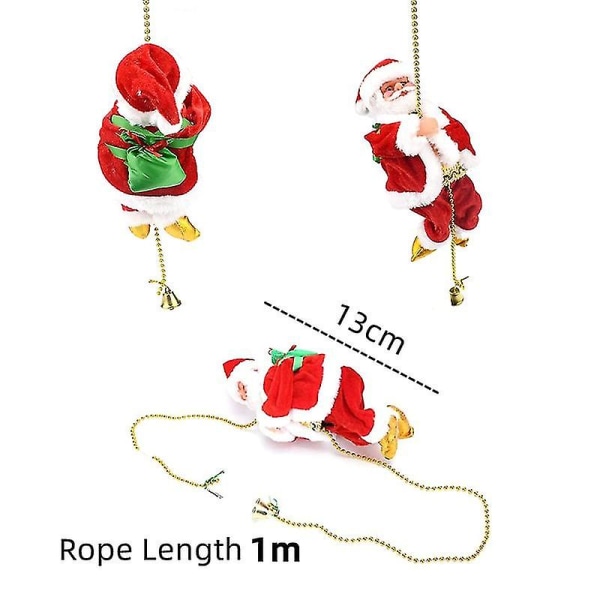 Jultomte på Rep Upprepad Klättring Elektrisk Tomte Plyschdocka Leksak Med Musik Julgransdekoration Ge Barn Leksak Julklapp Style 1