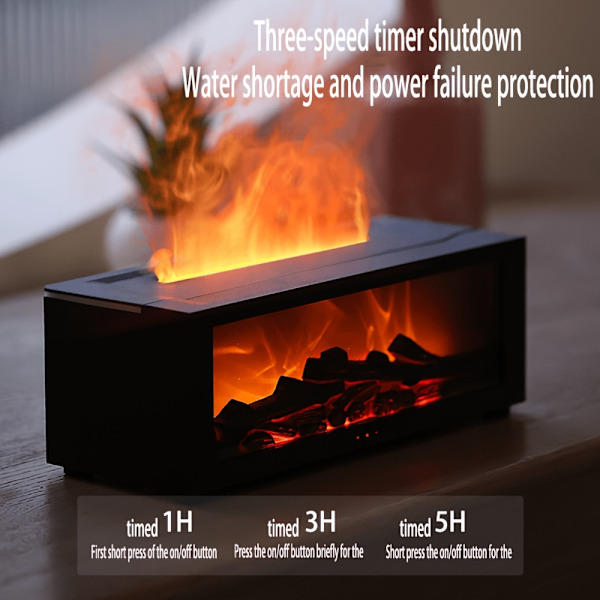 1 stk. Flammeflame Pejs Diffuser, Simuleret Flammearomaterapi Dispenser med Langvarig Duft 【Sort】