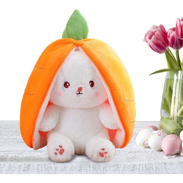 Easter Bunny Hide & Seek Bunny Plyschleksaker,morot Jordgubbskanin Kudde Mjukleksak Heminredning Påskpresenter till barn Carrot Rabbit 25cm