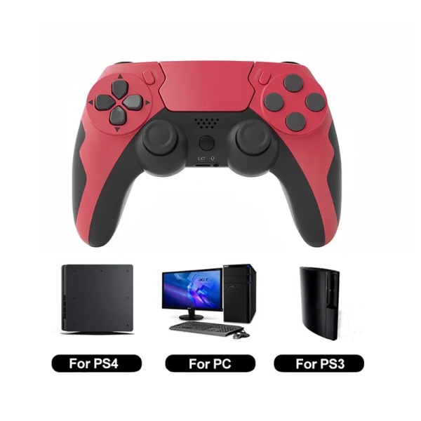 P48 trådlös spelkontroll med sexaxligt gyroskop spelkontroll för PS4 PS3-konsol Windows 7 8 10 Dual Vibration PC Joystick Wine Red Black