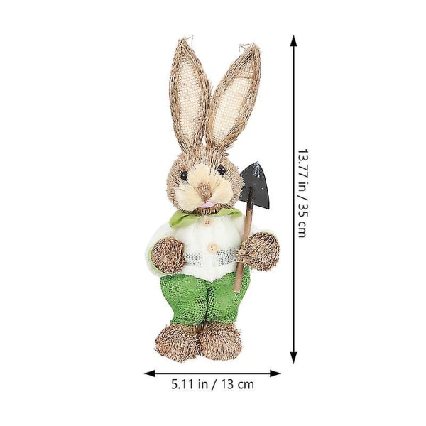1 st halm handvävd kanin prydnad påsk trädgård halm kanin dekoration Q
