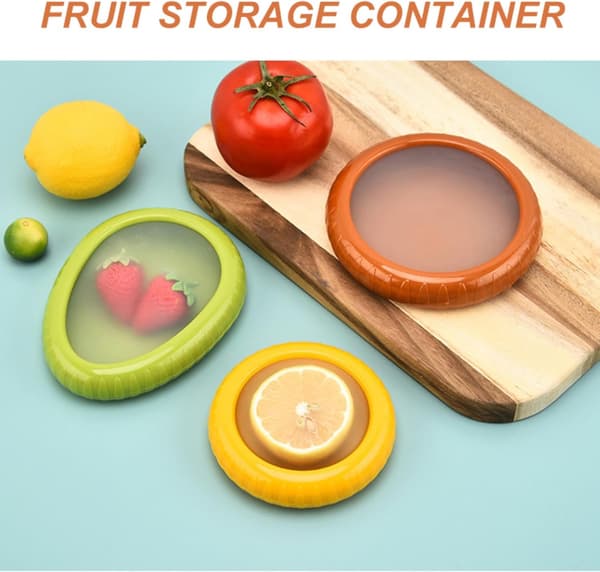{YM}4-pack Silicone Fruit Storage Box Holder Keeps Vegetables, Fruits, and Meat Fresh