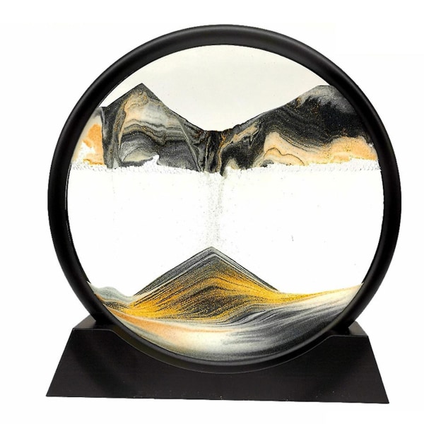 Rörlig sandkonstbild rund glas 3d naturligt landskap flödande sand ram Timglas Dekor för hemmet