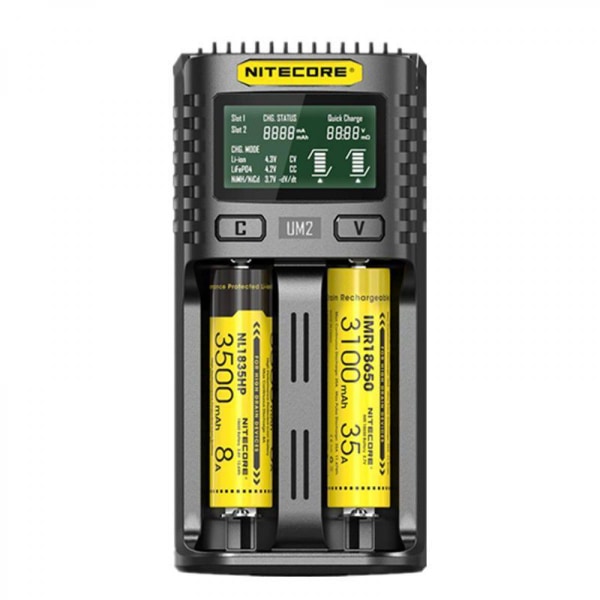 5V/2A litiumbatteri LCD-skärm 2 fack Smart snabbladdare för 18650 - 1429020 batteri