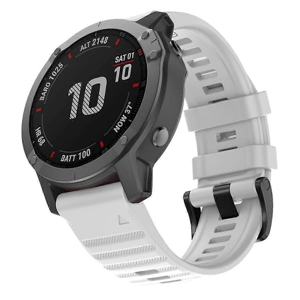 For Garmin Fenix 6X 26mm Silikonrem White