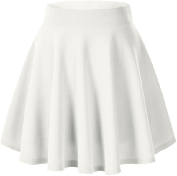 Basic allsidig elastisk avslappet mini skater-skjørt for kvinner white S