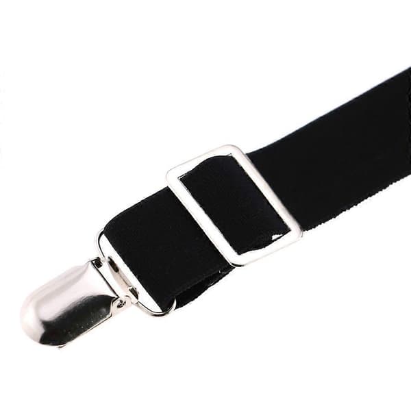 Elastisk unisex-taljebælte med strømpeholder-clips til bukser Black