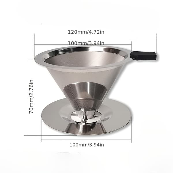 Genanvendelig kaffefilterholder i rustfrit stål, kaffetilbehør Med en bas S