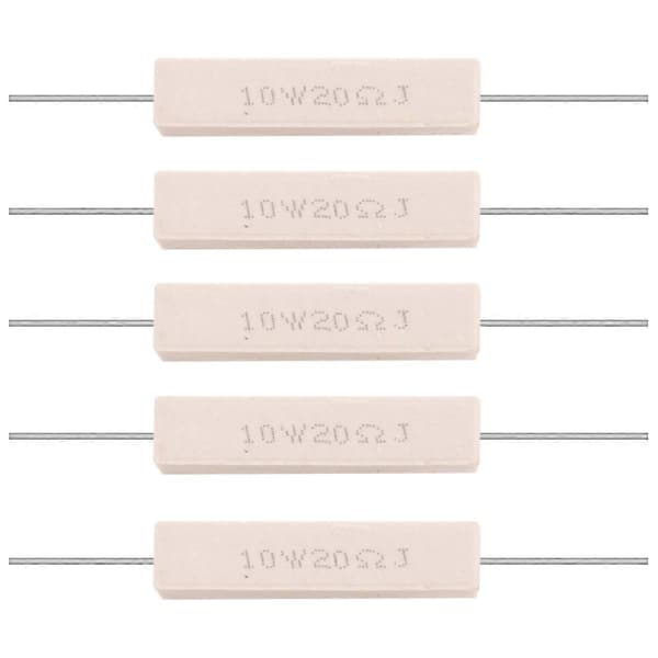 5 stk. 10W 20 Ohm 5% Trådviklet Keramisk Cementmodstand 10 Watt