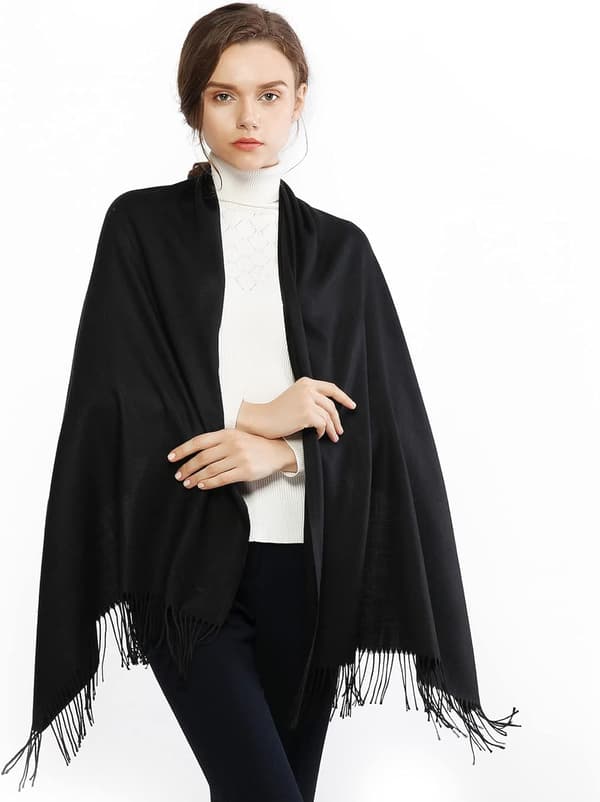 Skjerf til dame Pashmina sjal og omslag til bryllup Skjerf til dame Vinter Black