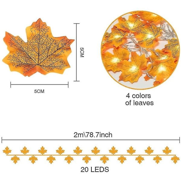 Höstdekorationer Ljus 20 LED 3m Ljusslingor För Vägg- och Heminredning Yellow