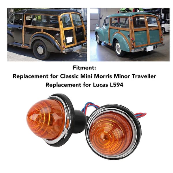 Baklykt for Morris Minor 72mm bremselys DC12V gul par