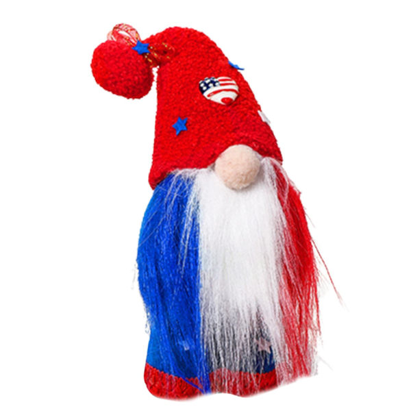 Independence Hat Ansiktslös docka Patriotic Forest Old Man Plysch Dvärg Elf Doll Red