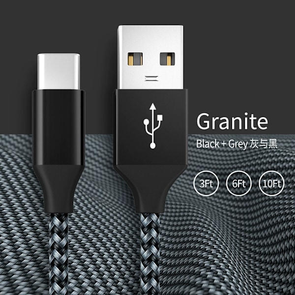 2 USB-C ladekabler 60 W hurtiglading Grå 3 m