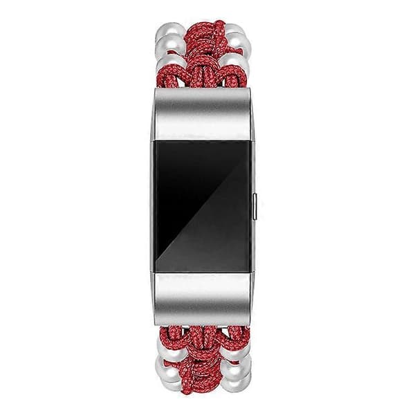 Kompatibelt med Fitbit Charge 2/Charge 2 HR Pärla+Nylon Väv Justerbart Armbandsbyte Red