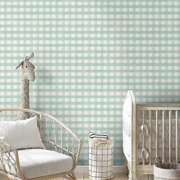 Akvarel Gingham Tapet Holden_ Soft Teal