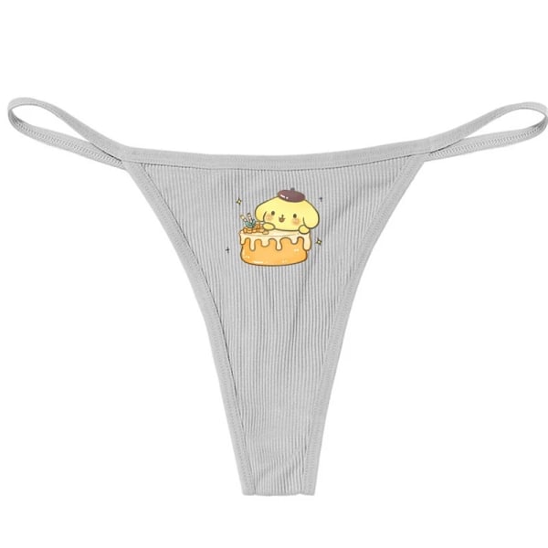 Hellokitty Ren Bomull Tunn Rem Sexig Stringtrosa Låg Midja Sömlös Anime Tecknad Kuromi Underkläder för Kvinnor Enkla Ribbade T-trosor VIT 5 WHITE 5 XL