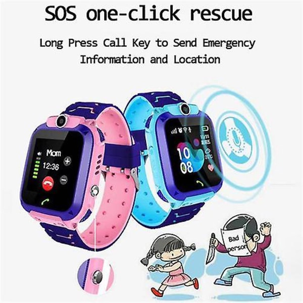 Q12 Kids Smart Watch Sos Phone Watch Kids Smartwatch Med Foto Sim-kort Ip67 Vattentät Barnpresent för Ios Android Green