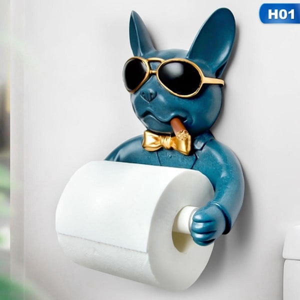 Toalettpapirholder, bilde hund toalett hygiene harpiks palett toalettpapir fri dabber pergament toalettpapirholder | Papirholder (blå)