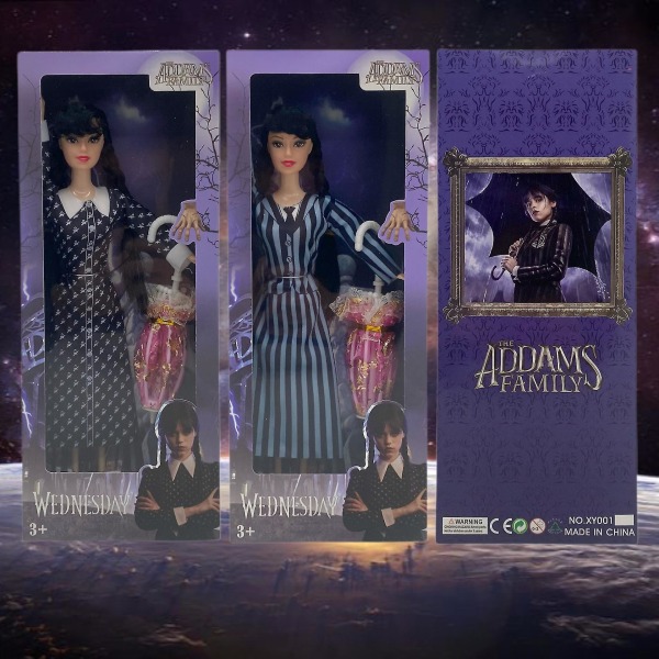 Living Dead Dolls onsdag Addams Family Doll Set Present för fans 5 jointed polka dots