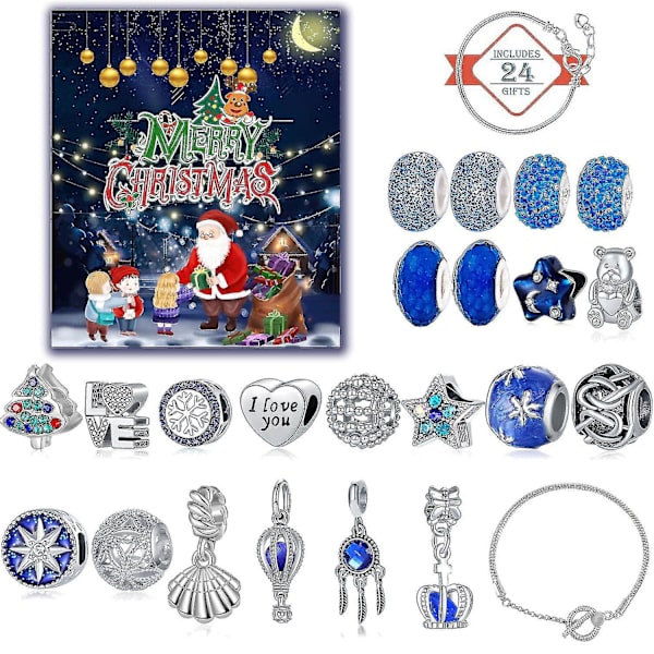 Halsband Jul Nedräkningskalender 24st Ring Halsband Örhängen Advent Nedräkningskalender Julklappsset För Flickor Barn 4