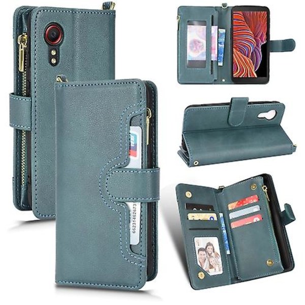 Läderfodral med blixtlås och lychee-struktur för Samsung Galaxy Xcover 5