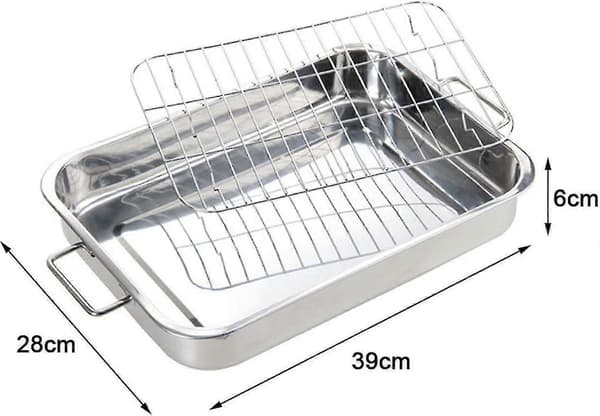 Stekeform i rustfritt stål med rist 39*28*6CM