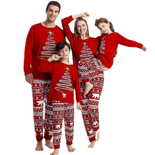 Christmas Pyjamas Familj Pyjamas Set Print Top och pläda byxor Sovkläder Mom 3T