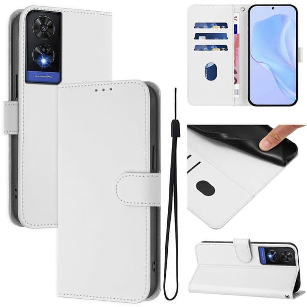 Ensfarvet PU-etui til TCL 505 White