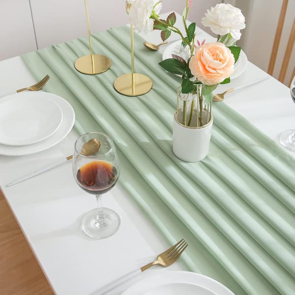 {YM}Chiffon Table Runner Wedding Table Decoration Birthday Decoration