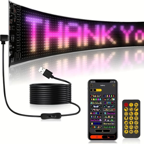 LED pixel blød skærm, programmerbar LED skærm natlampe 16*32 (7*17.3 cm)