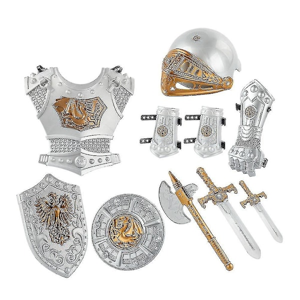 1 Set Barn Riddare Kostym Barn Cosplay Party Kläder Rustning Svärd Prop-hao-WELLNGS