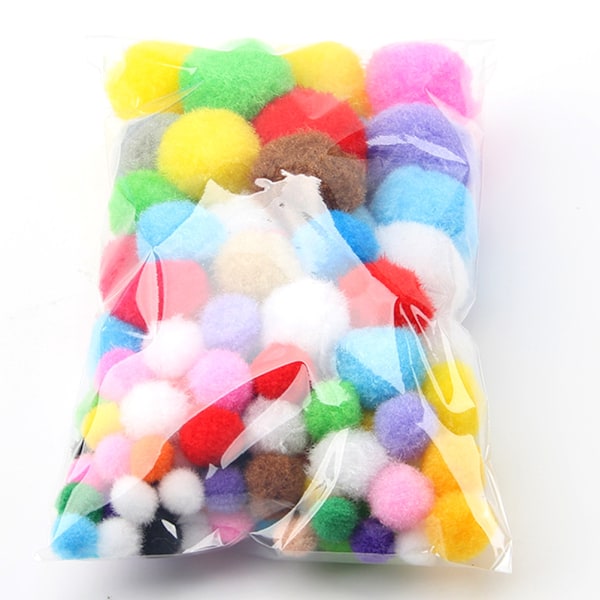 100 st Blandade Storlekar Blandade Färger DIY Hantverk Färgglada Mini Fluffiga Pom Pom Bollar Bröllop Heminredning
