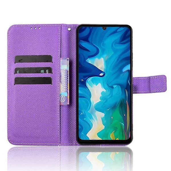 Mobilskal i läder med diamantstruktur Purple For Doogee Note 59 / Note 59 Pro