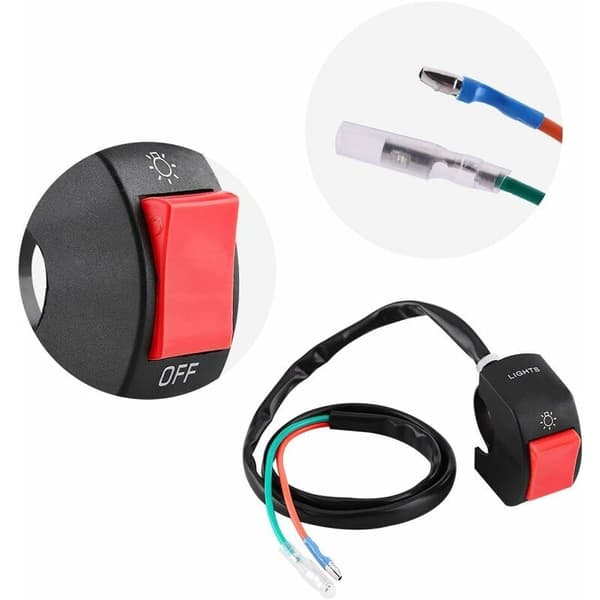 {YM}Waterproof Motorcycle Handlebar Switch Electric Motorcycle Handlebar Mounted Switch LED On/Off with Button (Red)