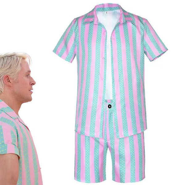 Elokuva Ken Ryan Gosling Cosplay -asu Miesten kesäinen lyhythihainen paita Takki Shortsit Puku Halloween-asu Juhla-asu Karnevaali