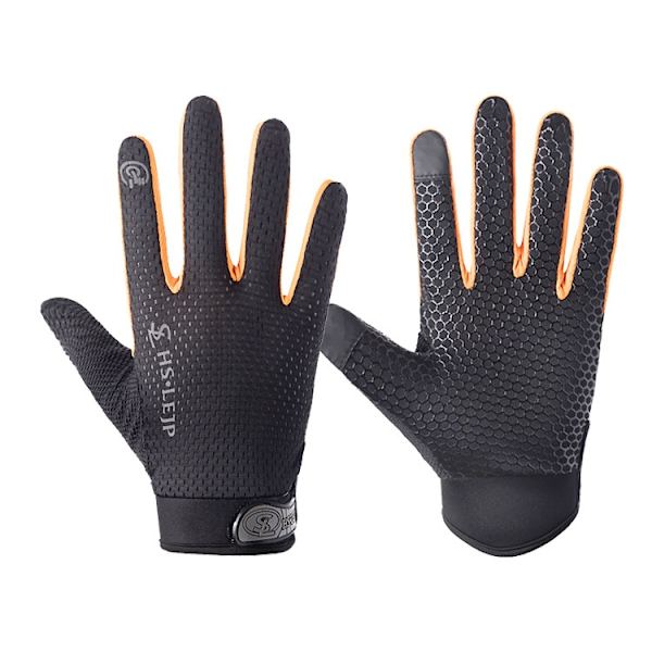 Mesh Cykelhandskar Hel Finger Sommar Herr Dam Cykelhandskar Lång Mtb Pekskärm Andningsbara Racing Cykelhandskar Tillbehör black orange M