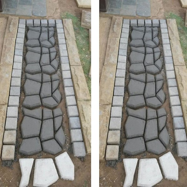 DIY Trädgård Plast Path Maker Mould Sten Walk Road Form Beläggning Stepping Stone C
