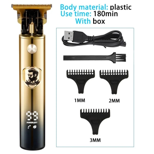 2023 Vintage Body T9 sladdlös elektrisk rakapparat Hårklippningsmaskin för man hårklippare Barber skäggtrimmer USB Plastic man LCD1