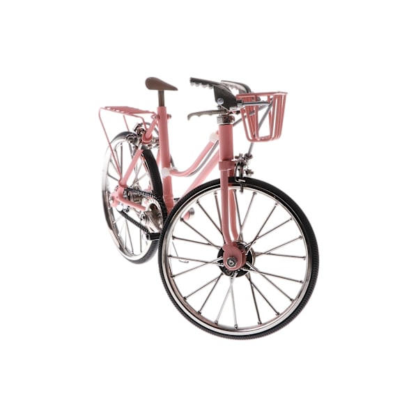 Støbt 1:10 racercykel med kurv og sæde, køretøjsmodel, legetøjsserie, pink Pink
