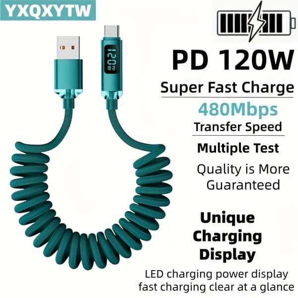 USB A till Type-C Supersnabb Laddningskabel | 1/2 Meter, Nylonflätad Red 2M=6.6FT
