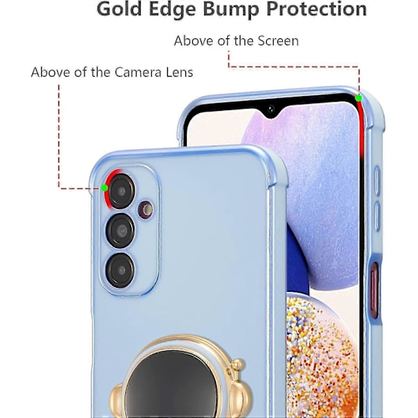 Mobilskal Kompatibelt med Samsung Galaxy A55 5G, Sött 6D Astronautskal med Ställfunktion, Slimmad Mjuk TPU Fyrhörns Stötsäkert Skydd Black
