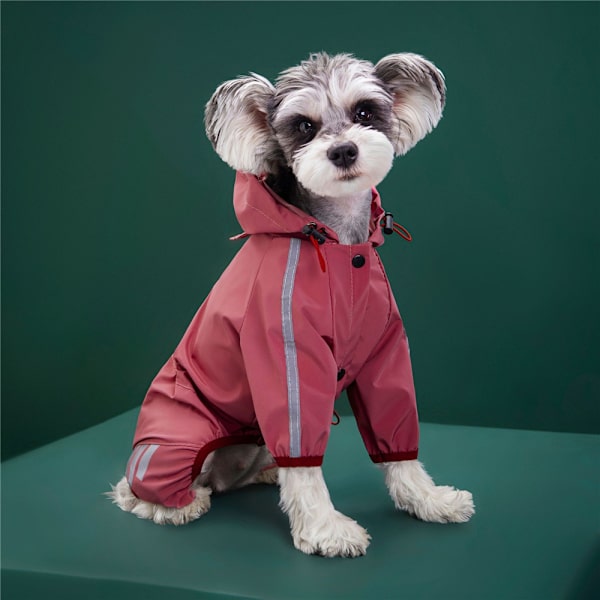 Hund Regnkläder Regnrock Husdjur Huva Vattentät Jacka Kläder rosa pink M