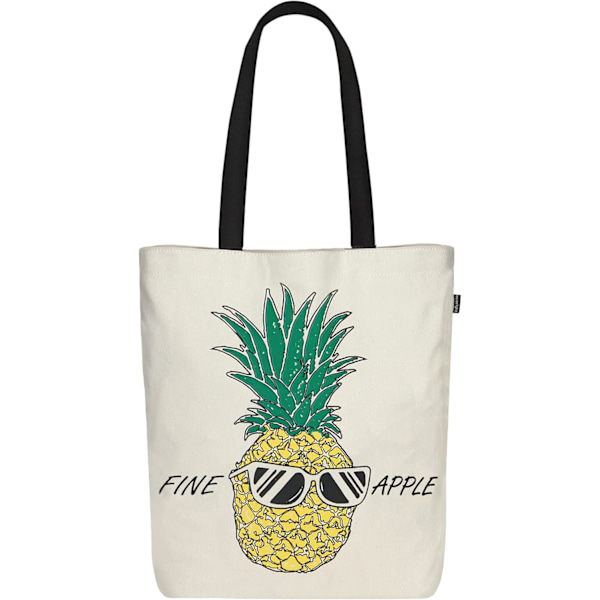EcoRight 100% Økologisk Canvas Tote Bag med Lynlås, Miljøvenlige Små Tote Bags til Kvinder til Rejser, Strand & Shopping Fine Apple Pineapple